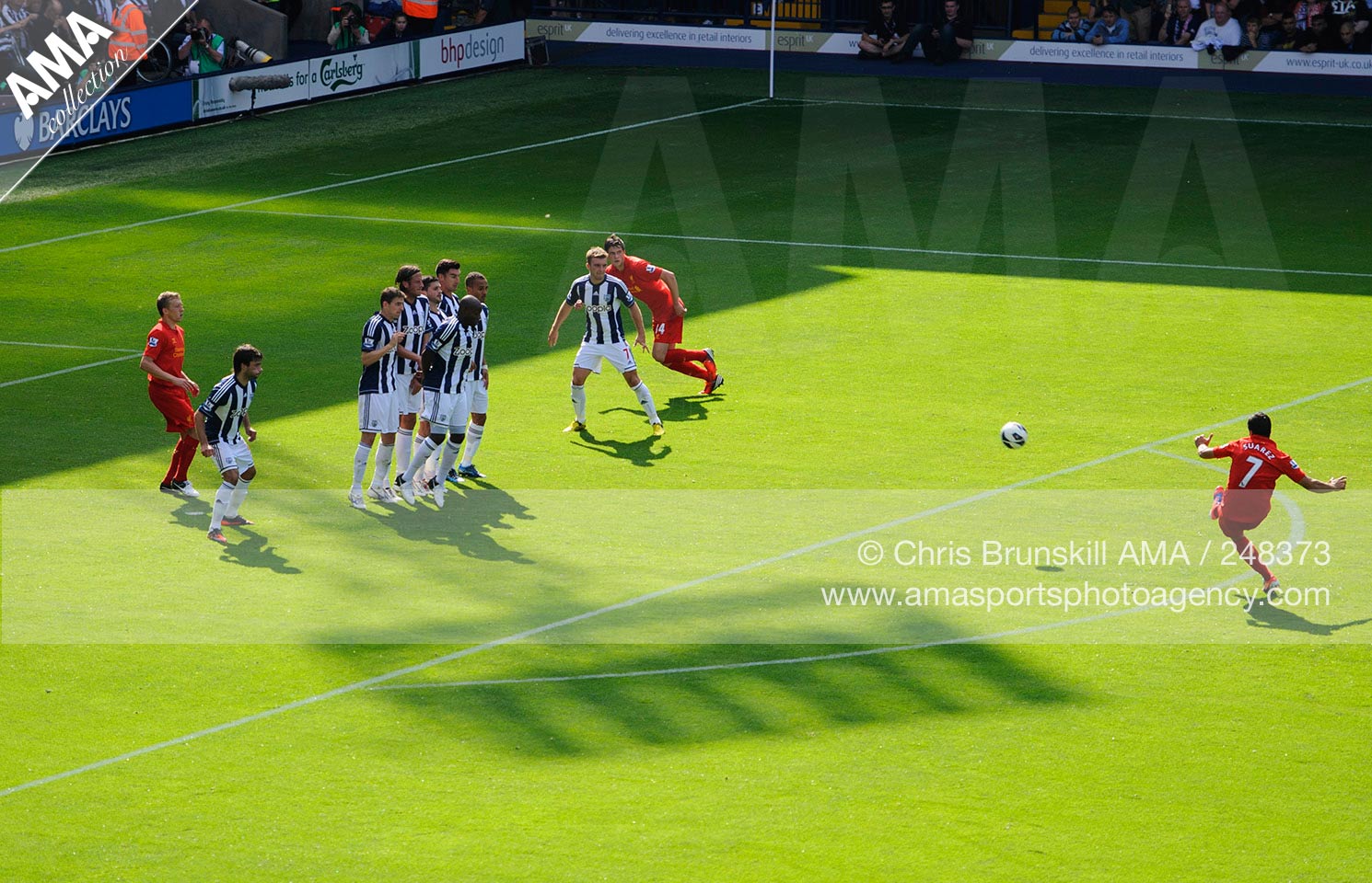 18 08 2012 Barclays Premier League - West Bromwich Albion v Liverpool - Luis Suarez of Liverpool takes a free kick