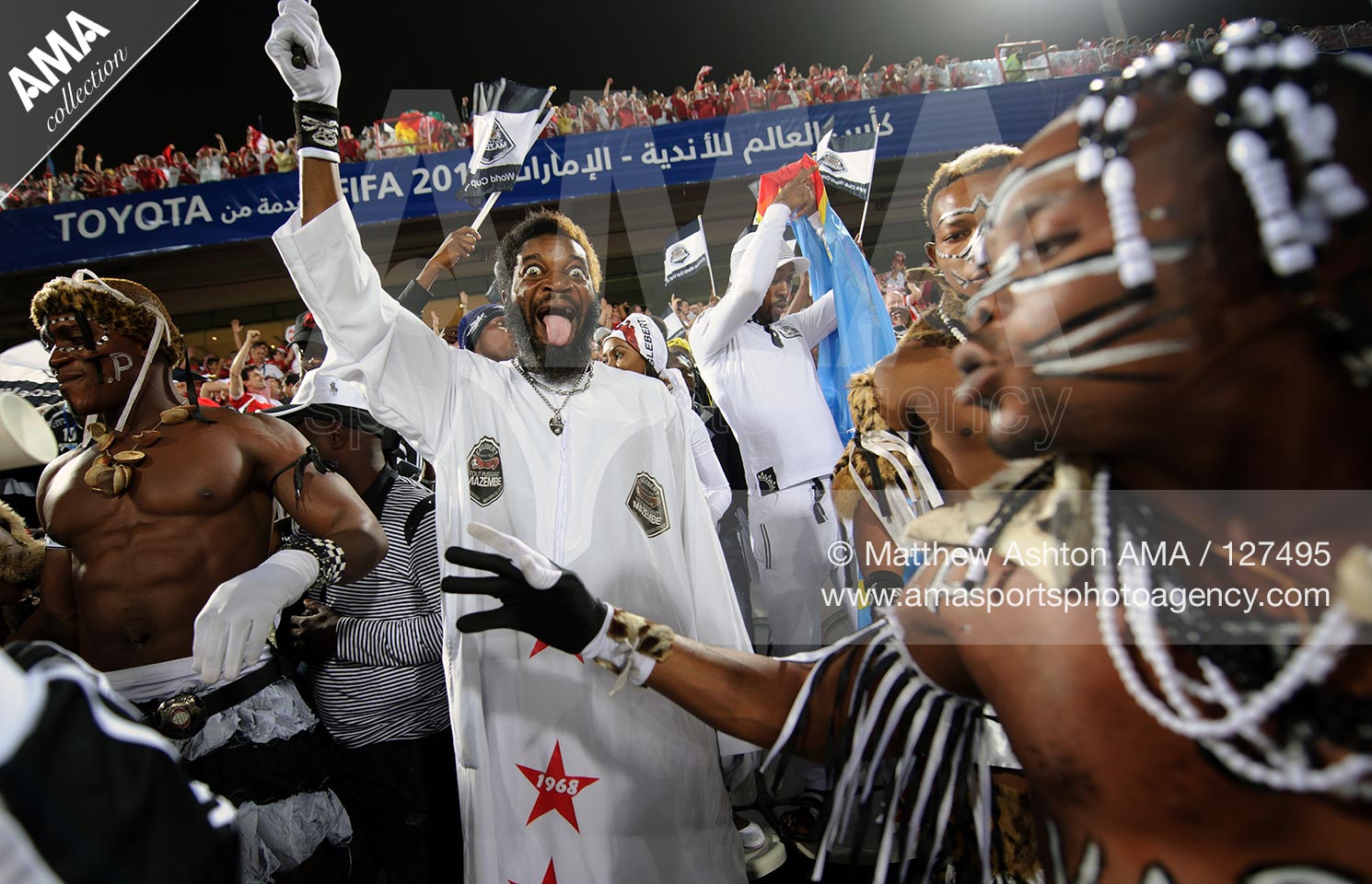 14 December 2010 - FIFA Club World Cup Championships - Semi Final - TP Mazembe Englebert v Sport Club Internacional - A fan of TP Mazembe Englebert from the Democratic Republic of the Congo