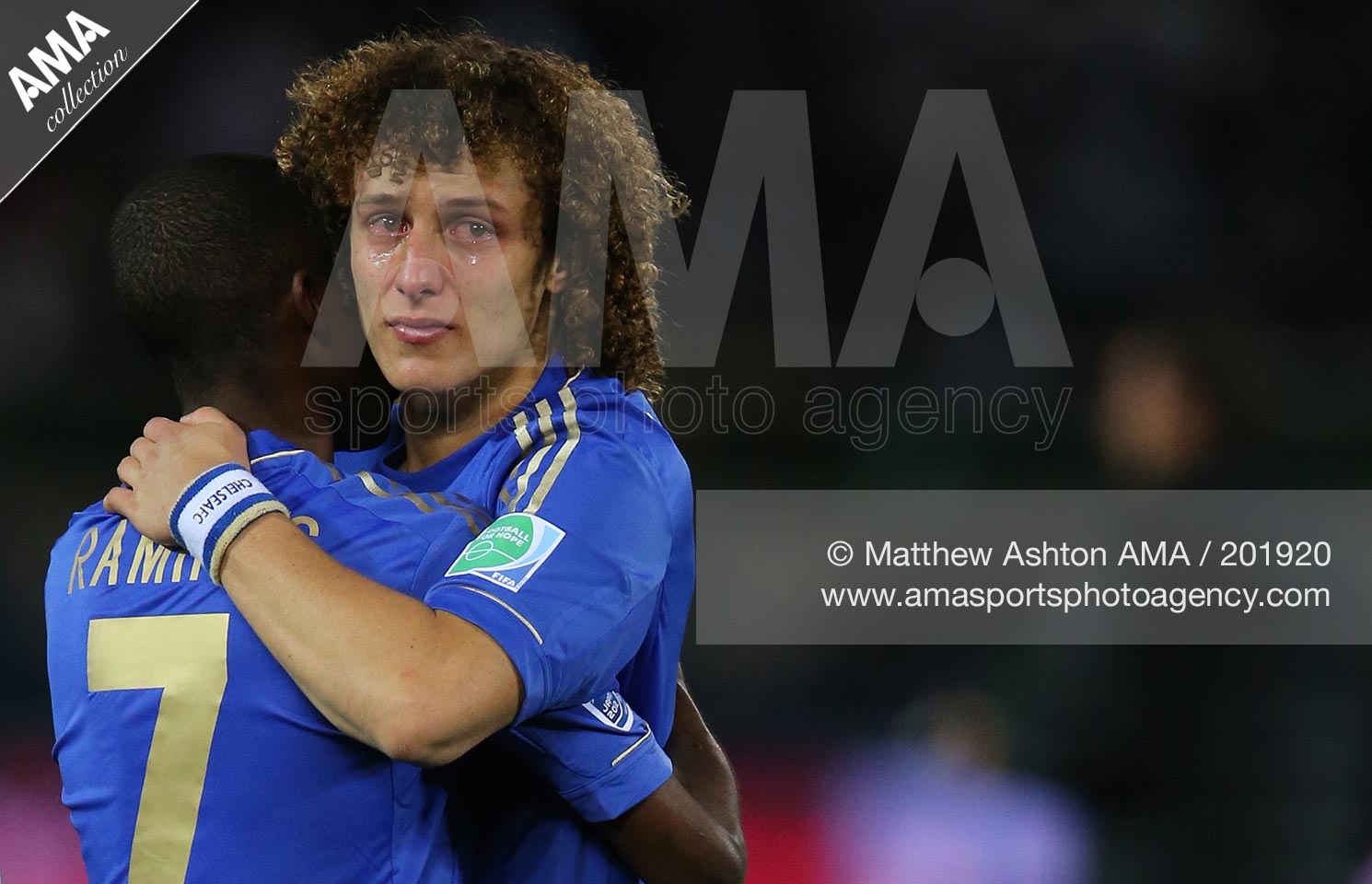 16 December 2012 - FIFA Club World Cup 2012 Final - Sport Club Corinthians Paulista v Chelsea - A dejected David Luiz of Chelsea in tears after losing the FIFA Club World Cup 2012 Final 1-0 to Sport Club Corinthians Paulista