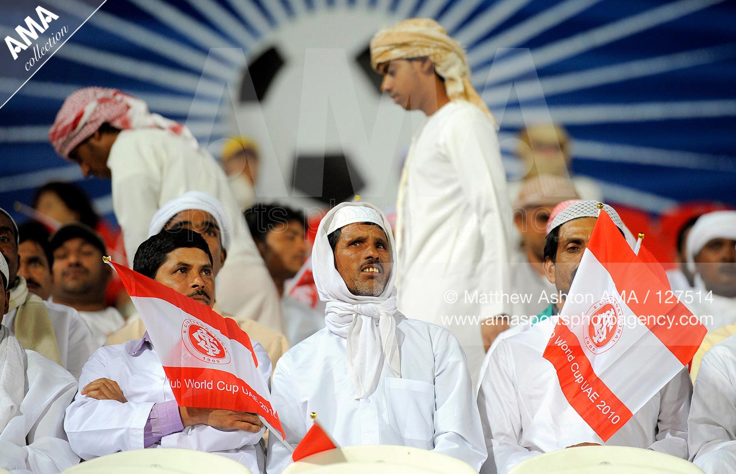 14 December 2010 - FIFA Club World Cup Championships - Semi Final - TP Mazembe Englebert v Sport Club Internacional - Local fans from Abu Dhabi watch the match