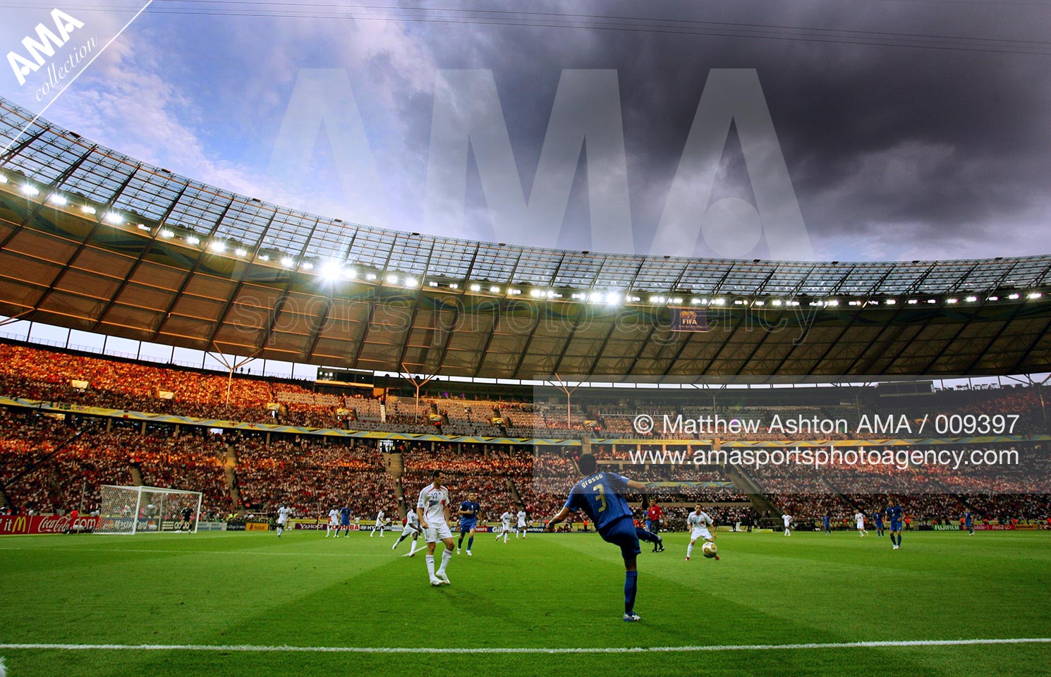 09 July 2006 - FIFA World Cup 2006 - Final - Italy v France - Fabio Grosso of Italy controls the ball inside the Olympic Stadium