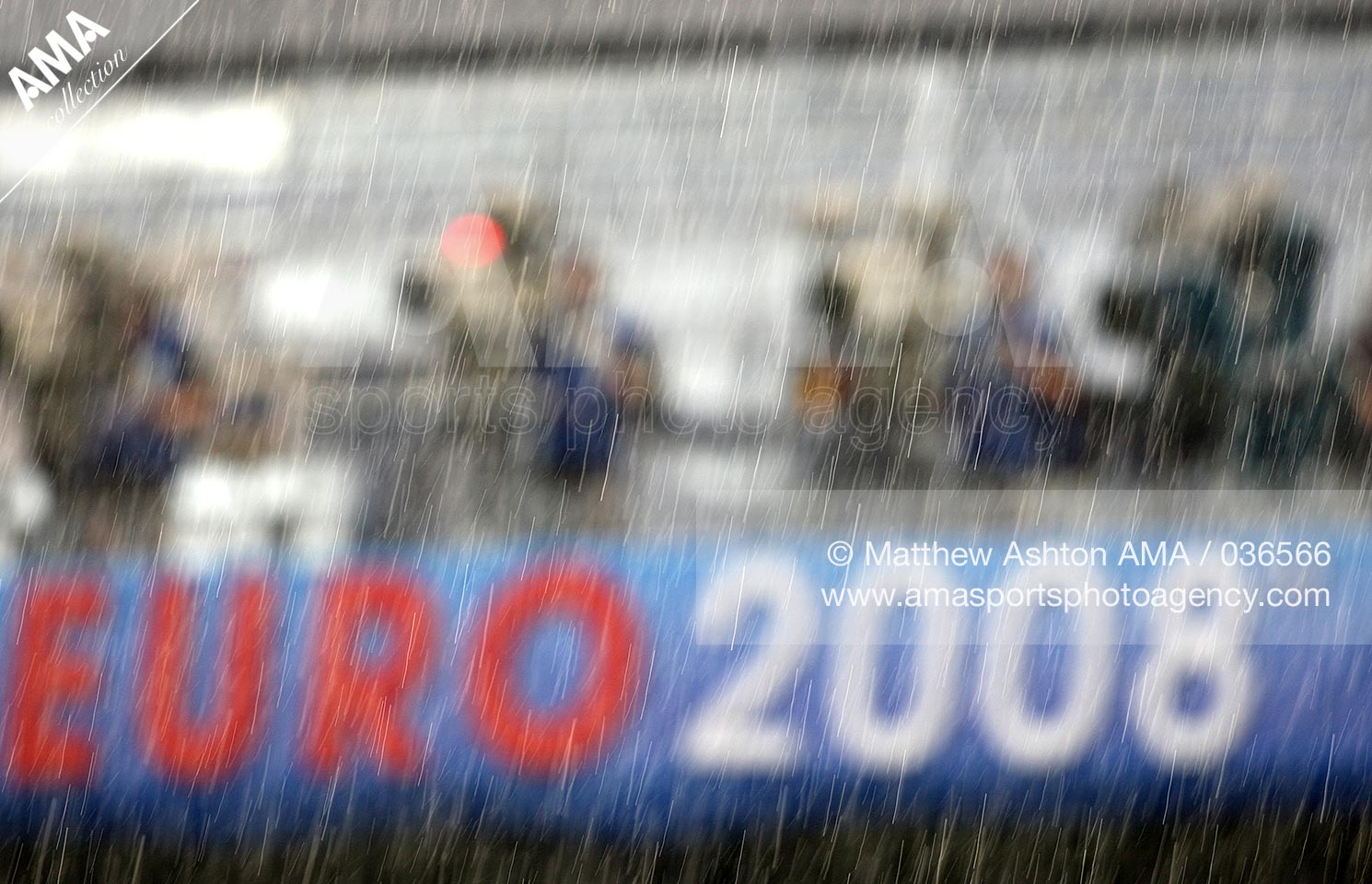 10 June 2008 - Euro 2008 - Group D - Spain v Russia - Heavy rain pours down into the Innsbruck Tivoli Neu stadium 