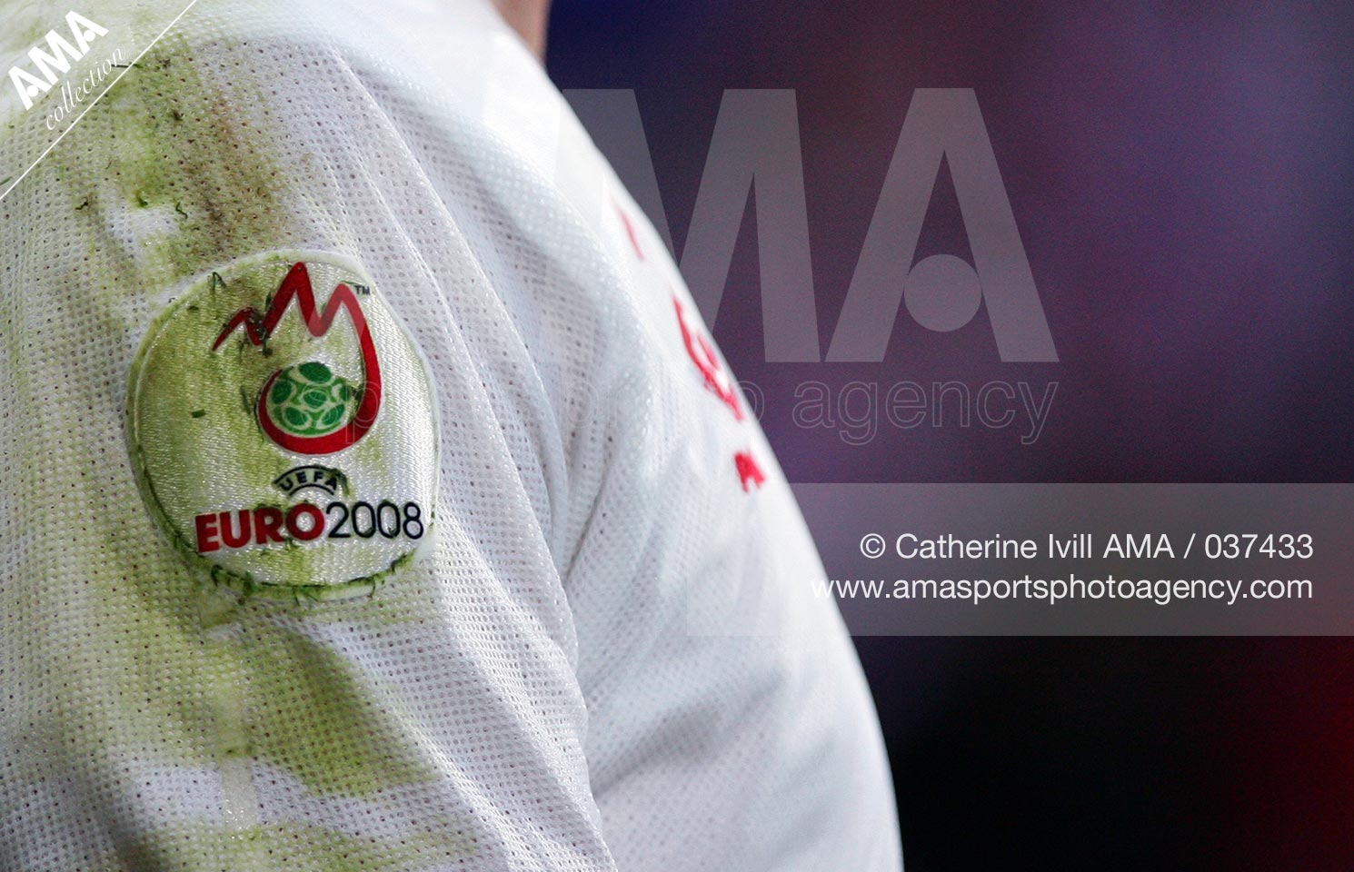 16 June 2008 - Euro 2008 - Group B - Poland v Croatia - EURO 2008 badge covered in grass stains