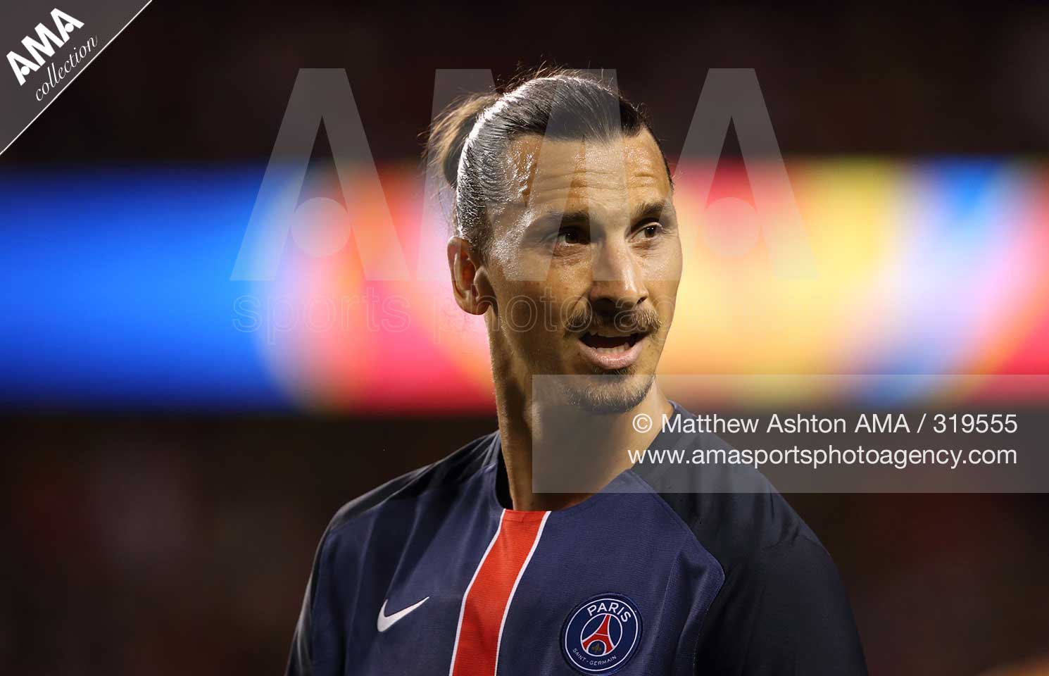  Zlatan Ibrahimovic of Paris Saint-Germain wearing the new Nike kit for season 2015-2016  © Matthew Ashton / AMA 319555