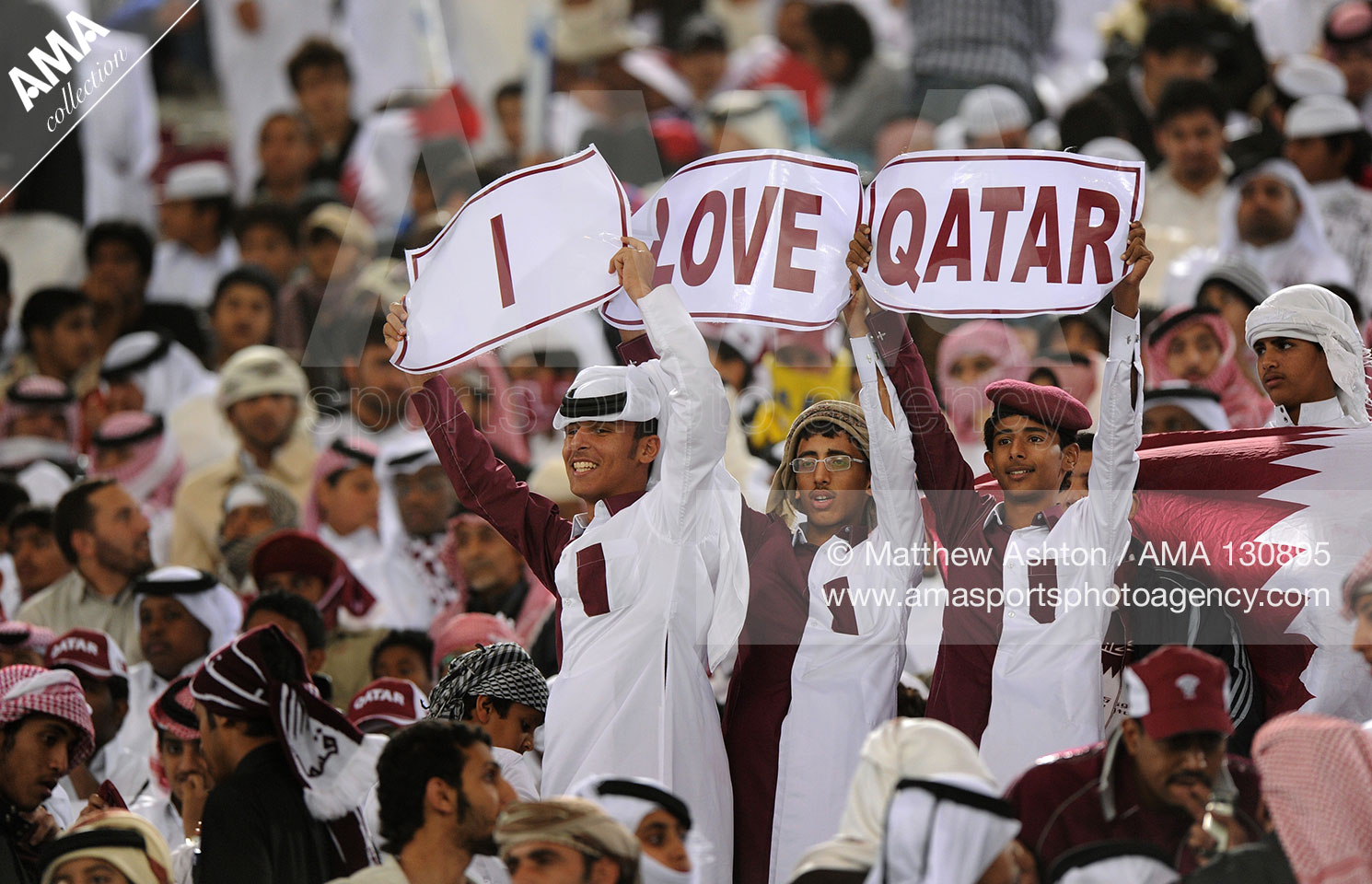 16th January 2011 - Asian Cup 2011 - Group A - Qatar v Kuwait - Fans of Qatar holding up a banne