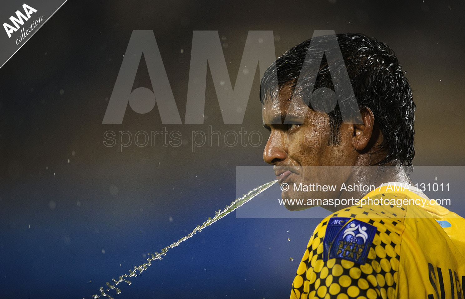 18th January 2011 - Asian Cup 2011 - Group C - South Korea v India - Goalkeeper Subrata Pal of India spits out water