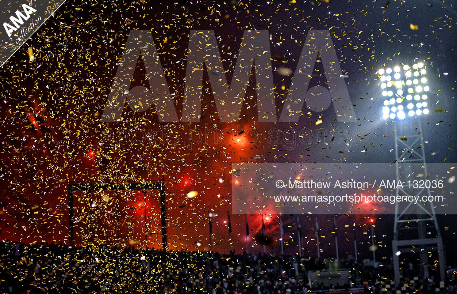 29th January 2011 - Asian Cup 2011 - Final - Australia v Japan - Fireworks in the sky as gold confetti rains down on the Khalifa Stadium in Doha, Qatar at the end of the Asian Cup 2011