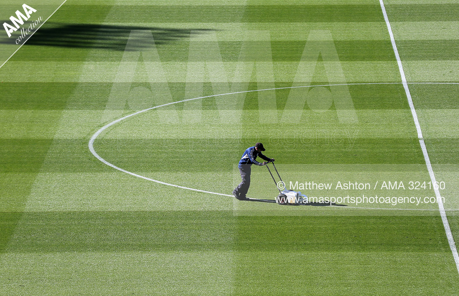 West Bromwich Albion head groundsman Rob Lane marks out the pitch