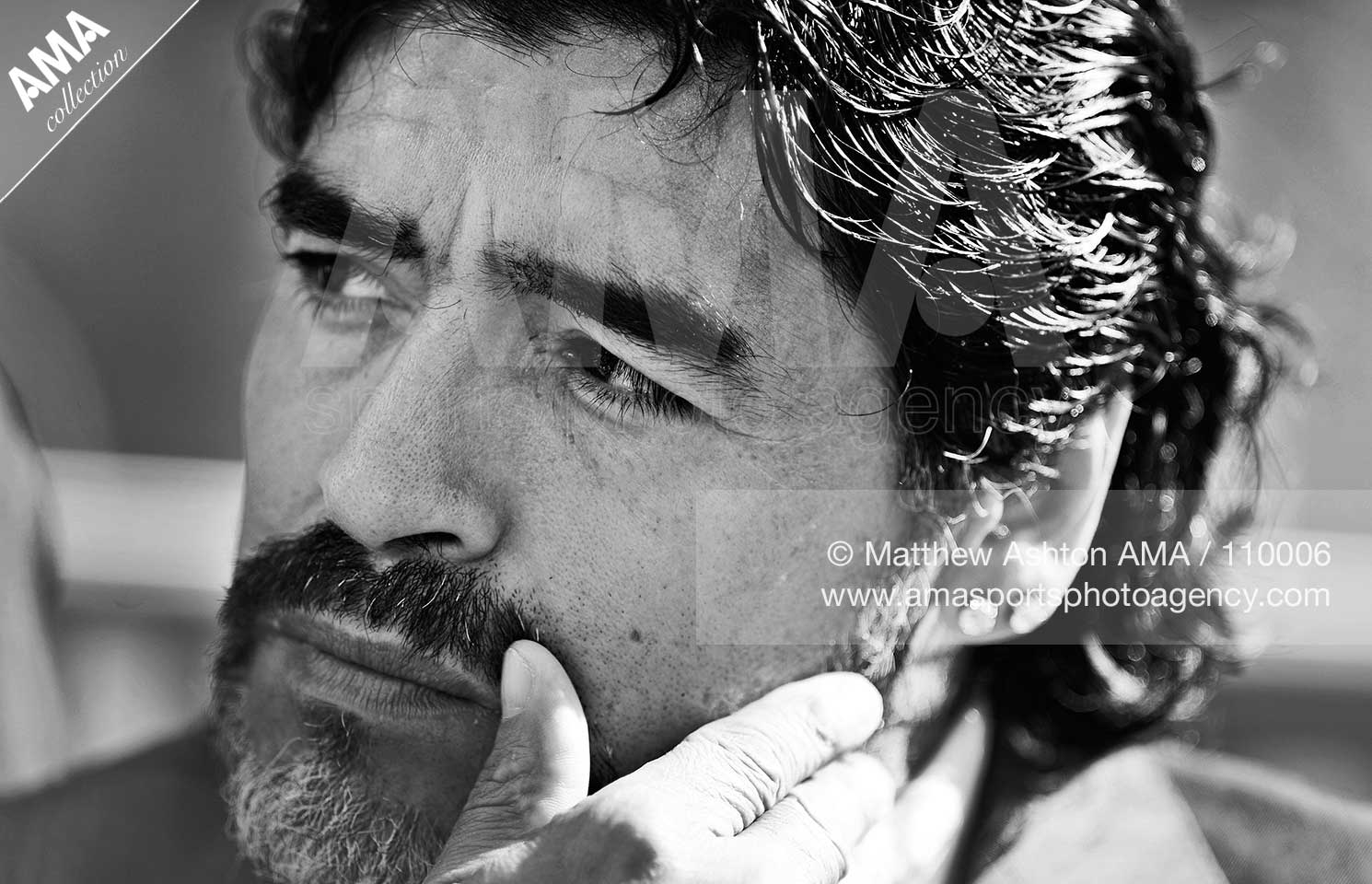 Black and White image of Diego Maradona Head coach / Manager of Argentina