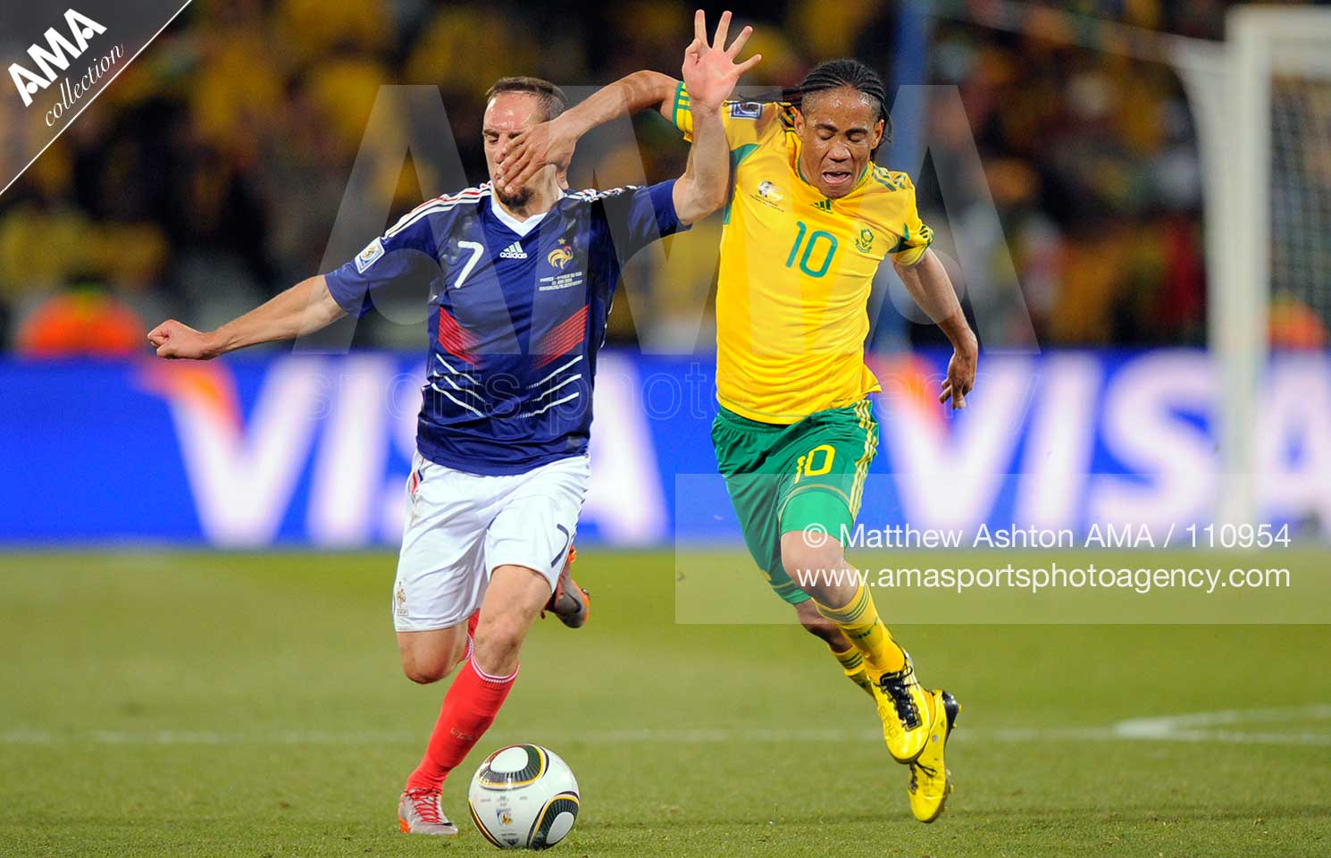 Franck Ribery of France and Steven Pienaar of South Africa