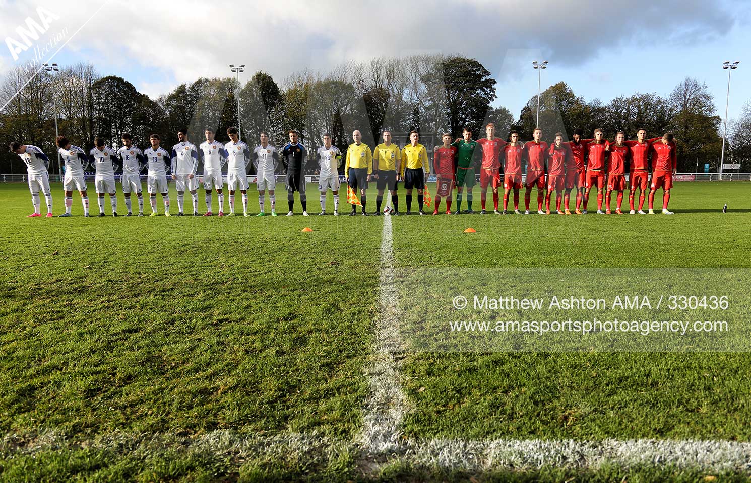 UEFA U21 Championship Qualifier - Wales U21 v Armenia U21 - The two teams stand for the national anthems before the UEFA U21 Championship Qualifier between Wales and Armenia