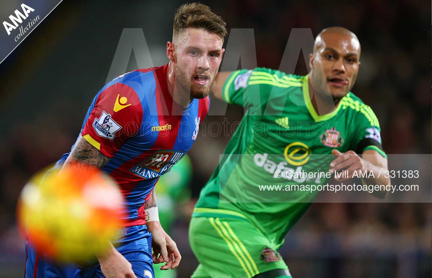 Barclays Premier League - Crystal Palace v Sunderland - Connor Wickham of Crystal Palace and Younes Kaboul of Sunderland