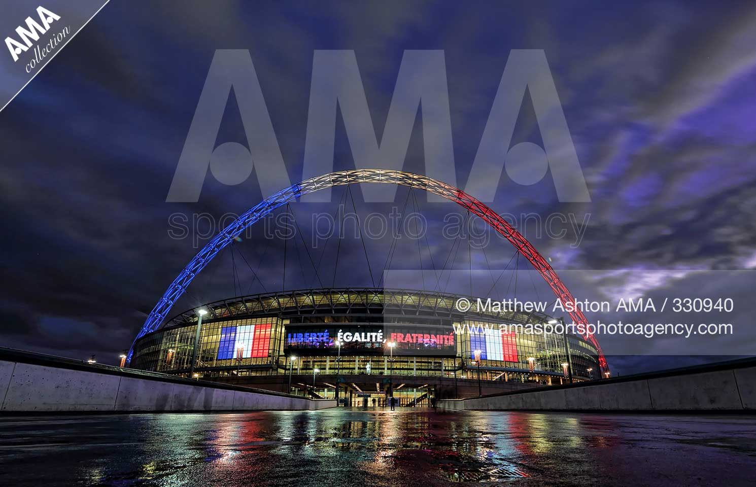 International Friendly - England v France - Wembley Stadium illuminated the colours of France