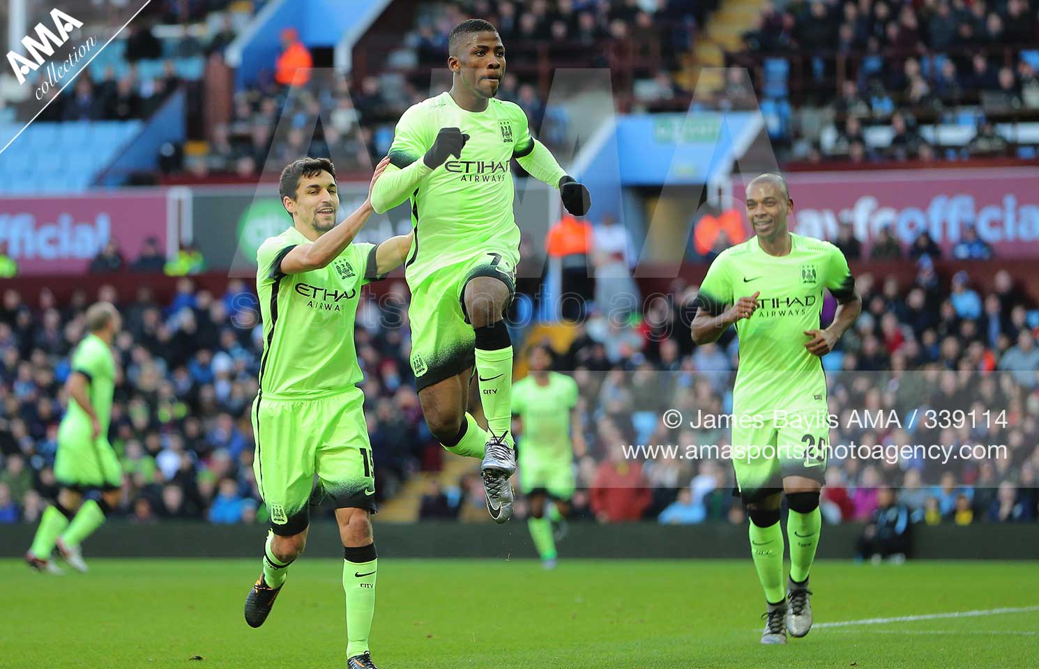 SOCCER : FA Cup Round Four - Aston Villa v Manchester City - Kelechi Iheanacho of Manchester City celebrates after scoring a penalty to make it 0-2