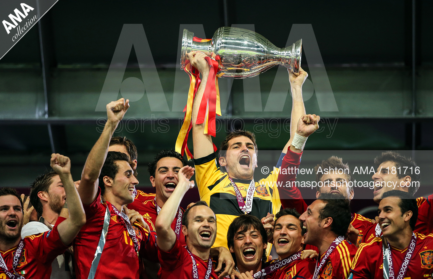 UEFA European Championships  Euro 2012 - FINAL - Spain v Italy - Iker Casillas of Spain lifts the UEFA European Championship trophy after defeating Italy 4-0 in the final AMA181716