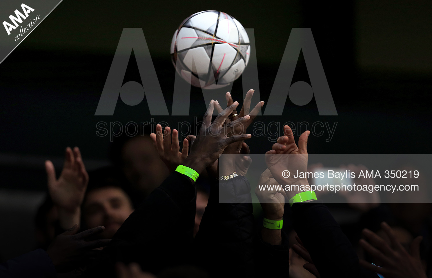 UEFA Champions League Quarter Final second leg - Manchester City FC v Paris Saint-Germain - Supporters try to catch the Adidas UEFA Champions League match ball as it goes out of play