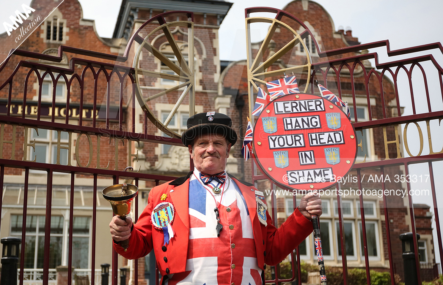 07 May 2016 - Barclays Premier League - Aston Villa v Newcastle United - Ray Egan (AKA John Bull) protests against Aston Villa owner Randy Lerner © James Baylis AMA 353317