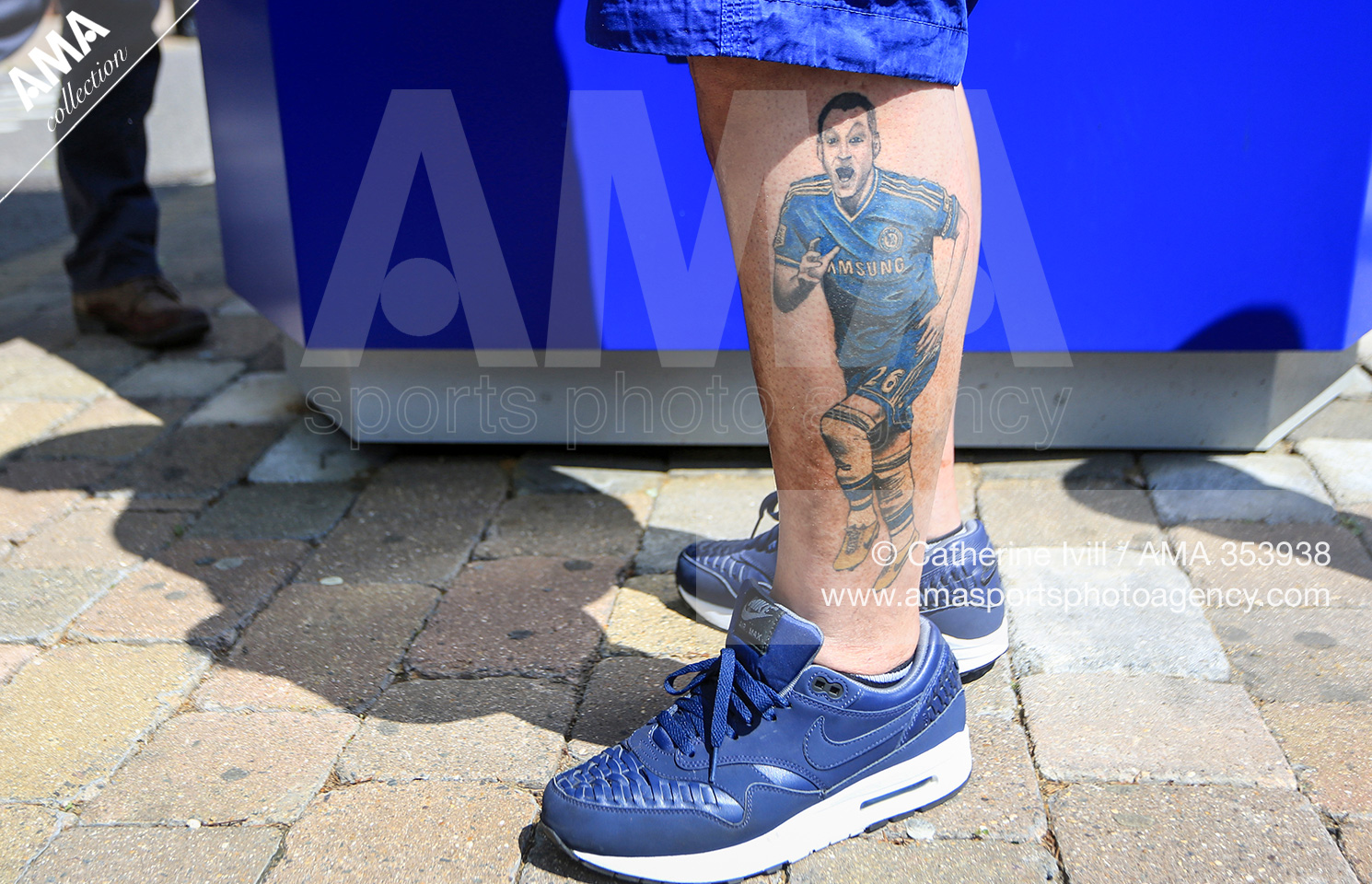 15 May 2016 - Barclays Premier League - Chelsea v Leicester City - Chelsea fan Micky Magic with a tattoo of John Terry of Chelsea on his leg © Catherine Ivill AMA 353938