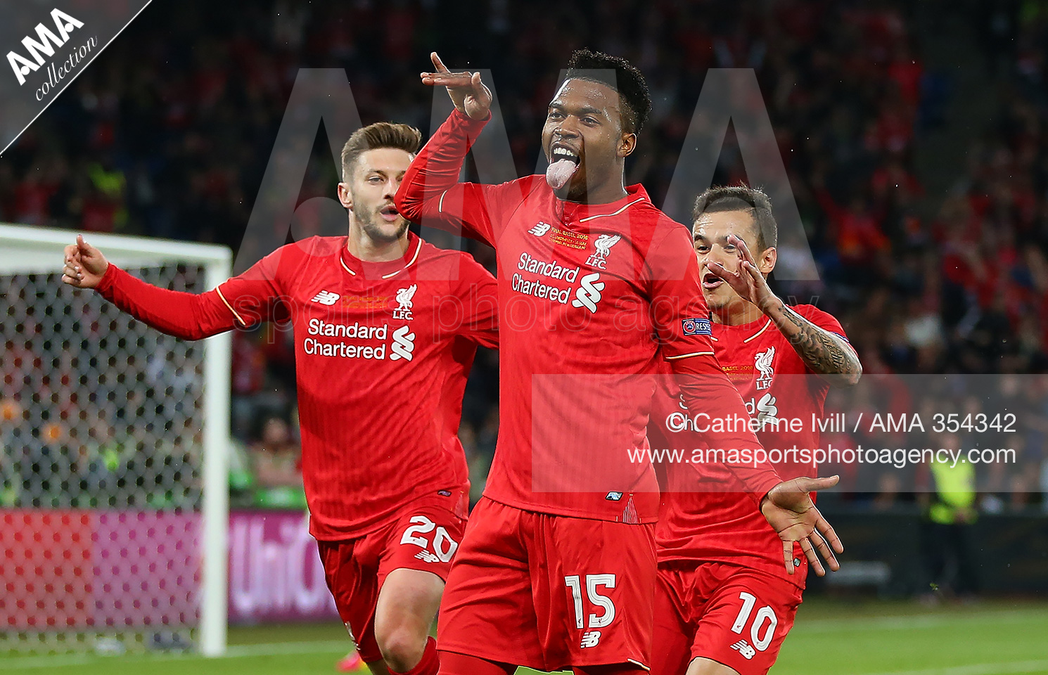 18 May 2016  - UEFA Europa League Final -  Liverpool v Sevilla - Daniel Sturridge of Liverpool celebrates scoring the first goal to make the score 1-0 © Catherine Ivill AMA 354342