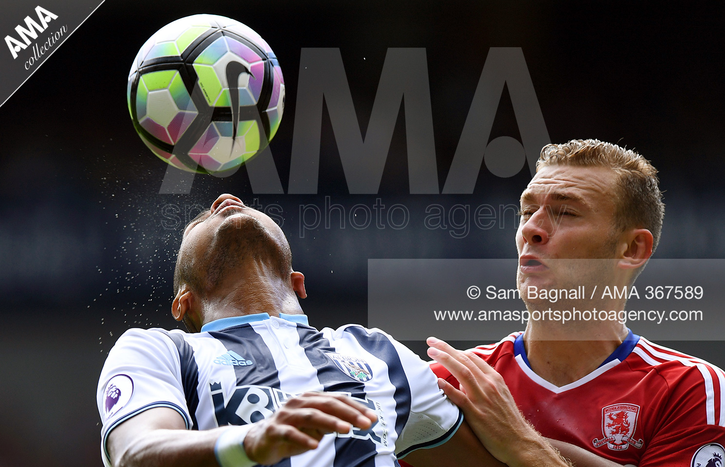 Premier League - West Bromwich Albion v Middlesbrough - Salomon Rondon of West Bromwich Albion and Ben Gibson of Middlesbrough 
