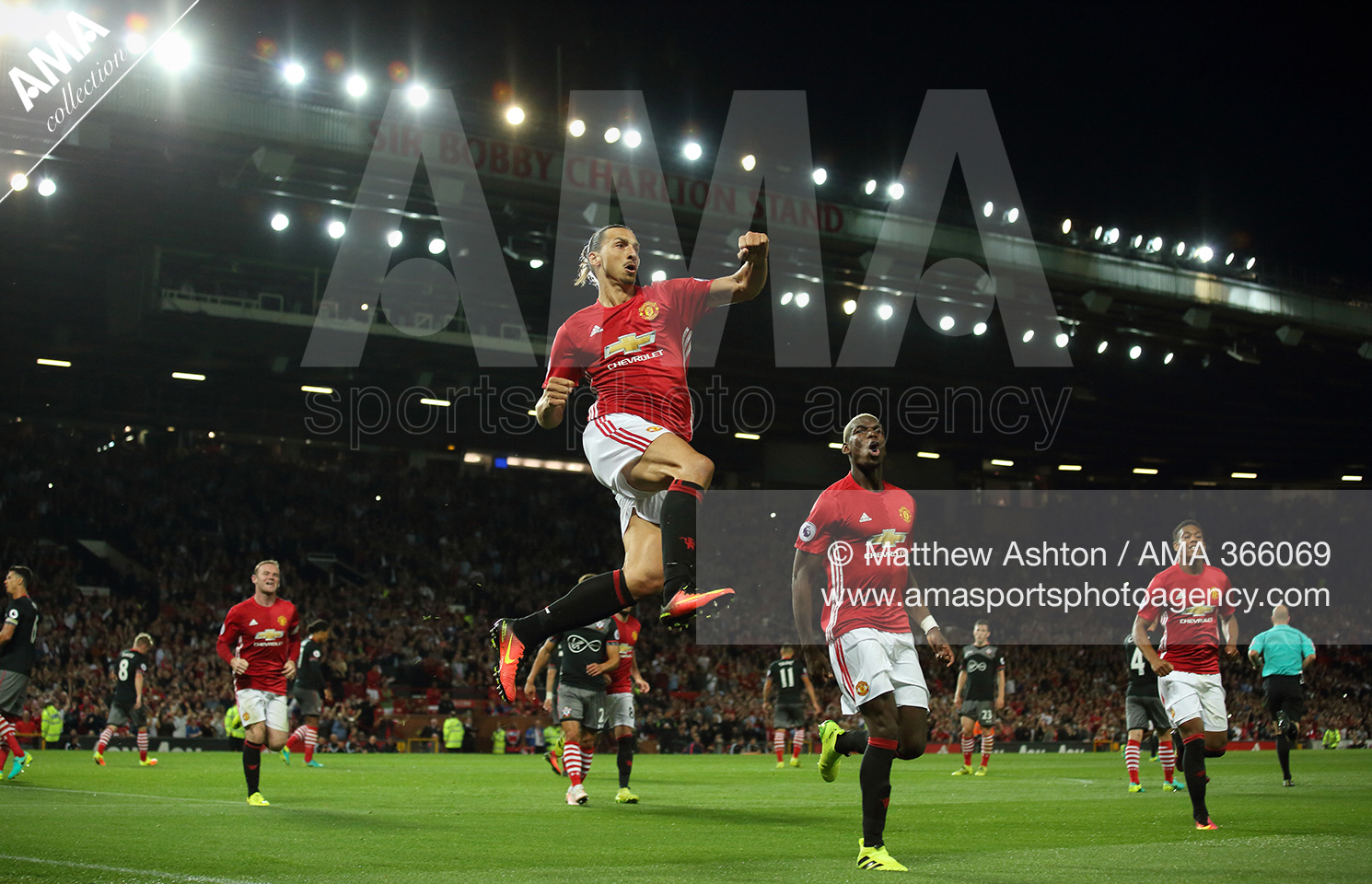 English Premier League - Manchester United v Southampton - Zlatan Ibrahimovic of Manchester United celebrates after scoring a goal to make it 2-0 